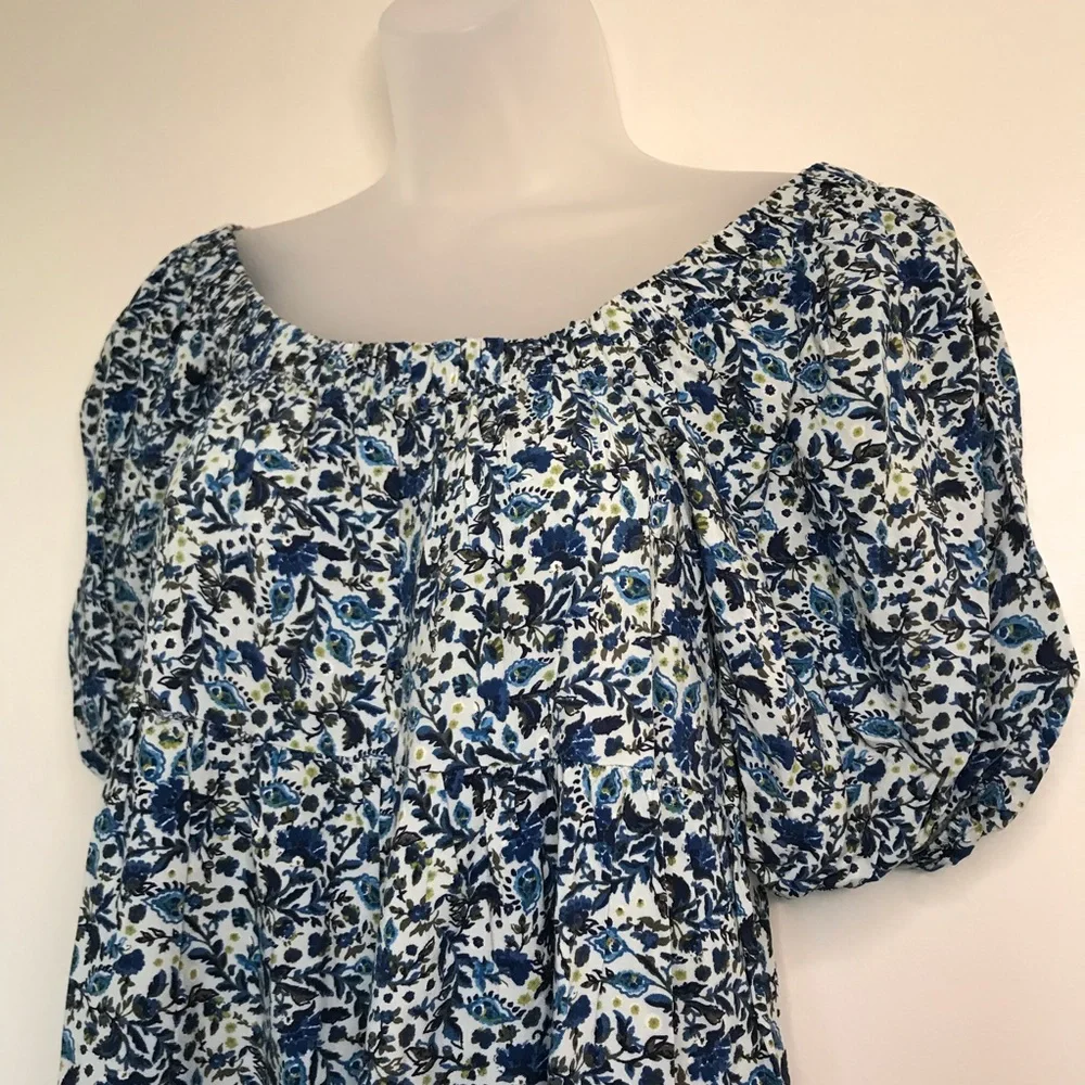 Wild Fable Ruffled Blue Floral Tiered Babydoll Dress - Picture 6 of 10